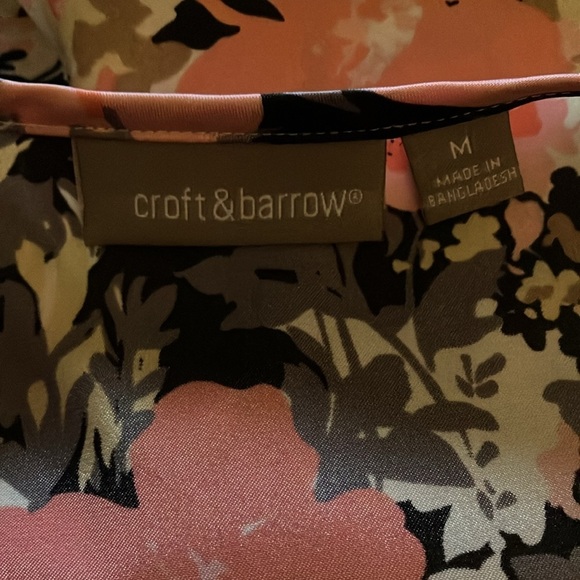 Croft and Barrow Women’s Sz M Floral (white/pink/black) Sleeveless Tank Top  EUC - Picture 5 of 7